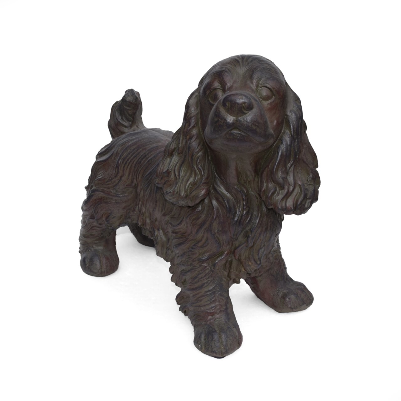 GDFStudio Messiah Outdoor Cocker Spaniel Dog Garden Statue Brown Finish